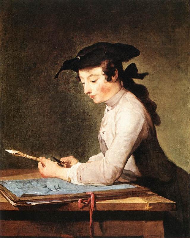 jean-Baptiste-Simeon Chardin The Draughtsman Norge oil painting art